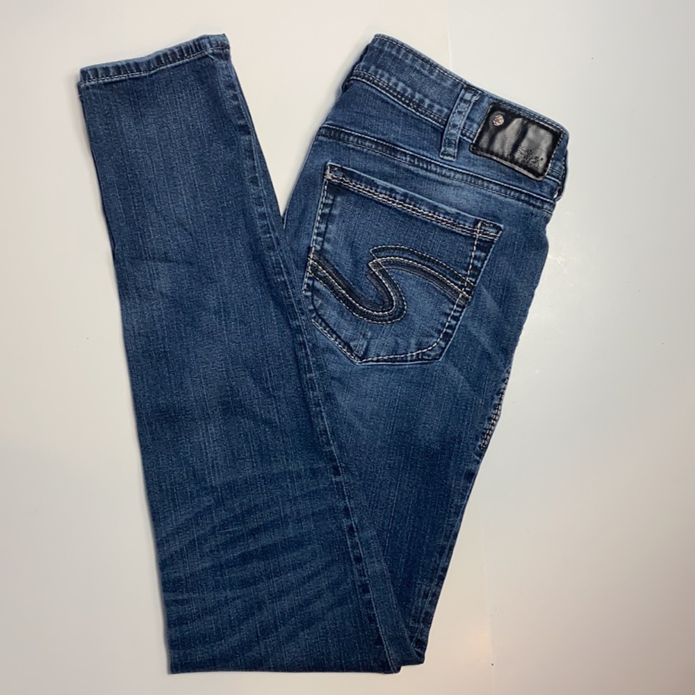 Silver Suki Fluid Denim Skinny Blue Jeans